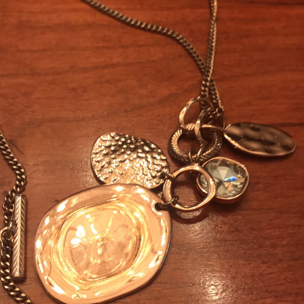 Premier Designs necklace rose gold hammered rhinestone eclectic boho